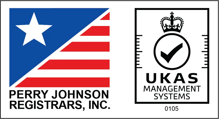 Perry Johnson Registrars and UKAS logos
